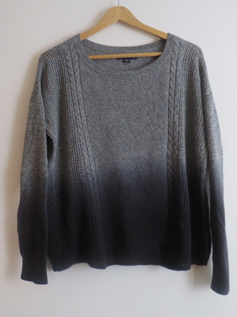 Men's Ombre Gray Cable Knit Sweater